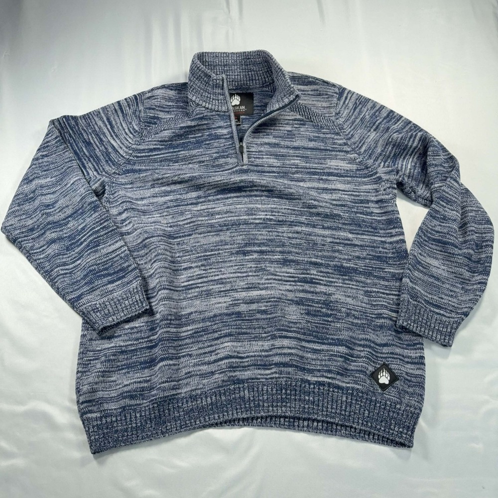 Alaskan Hardgear Duluth Trading Men's XL 1/4 Zip Sweater Blue Marled Knit